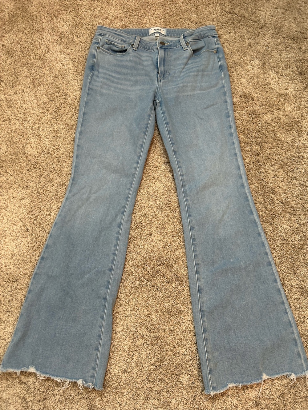 PAIGE Denim Light Wash Raw Hem Flare Jeans - Size 30